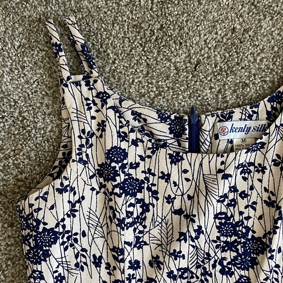 Floral Sleeveless dress Blue/Beige size M - Picture 2 of 4